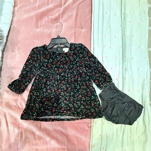 Cat & Jack Floral Kids Dress - Black and Red